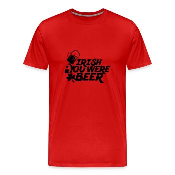 Irish you were beer - St Patricks Day - schwarz - Männer Premium Bio T-Shirt - Rot - Vorne - Damien (186cm)