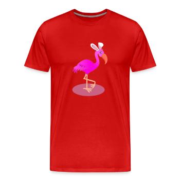 Flamant rose avec des oreilles de lapin de Pâques - T-shirt bio Premium Homme - rouge - Devant - Damien (186cm)