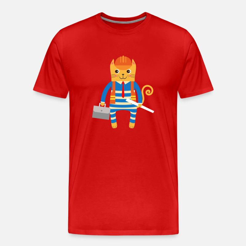 Ingenieur oder Architekt Katze - Männer Premium Bio T-Shirt - Rot