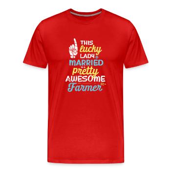 Pretty awesome Farmer - Männer Premium Bio T-Shirt - Rot - Vorne - Damien (186cm)