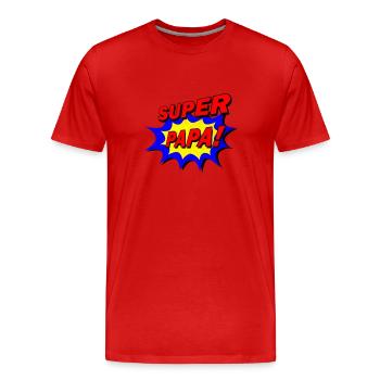 Super Papa Held Comic Vatertags Geschenk - Männer Premium Bio T-Shirt - Rot - Vorne - Damien (186cm)