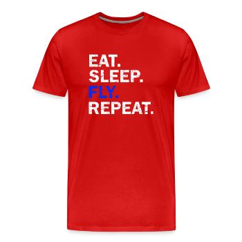 Eat Sleep Fly Repeat - Männer Premium Bio T-Shirt - Rot - Vorne - Damien (186cm)