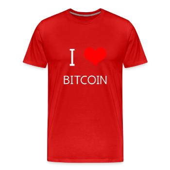 J'adore Bitcoin - T-shirt bio Premium Homme - rouge - Devant - Damien (186cm)