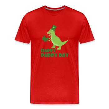 Saint Patricks Day shamrock clover Dino Trex TShirt - Men's Premium Organic T-Shirt - red - Front - Damien (186cm)