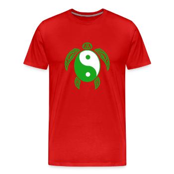 Yin Yang Schildkröte Lustiges chinesisches Tai Chi-Symbol cool - Männer Premium Bio T-Shirt - Rot - Vorne - Damien (186cm)