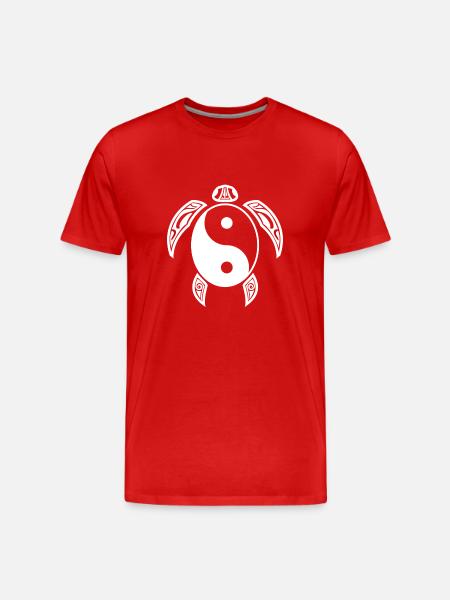 Yin Yang Turtle White Light & Dark Balance Symbol - Men's Premium Organic T-Shirt - red