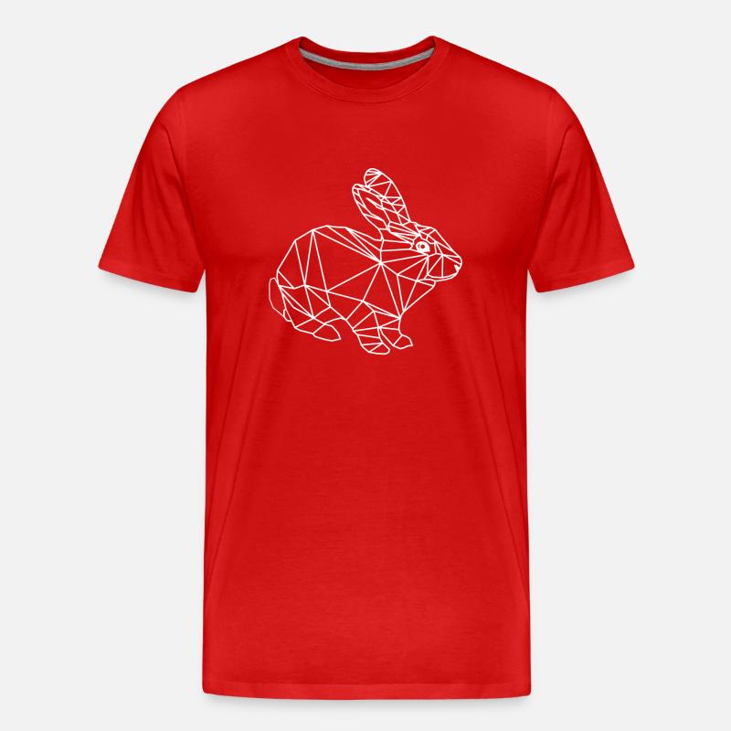 low poly Hase - Männer Premium Bio T-Shirt - Rot