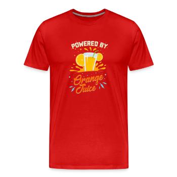 Funny Vegetarian: Powered By Orange Juice Poison - Men's Premium Organic T-Shirt - red - Front - Damien (186cm)