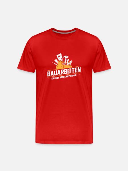Bauarbeiter · Baustelle · Bagger · Bauarbeiten - Männer Premium Bio T-Shirt - Rot