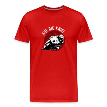 Auf die Knie - Männer Premium Bio T-Shirt - Rot - Vorne - Damien (186cm)