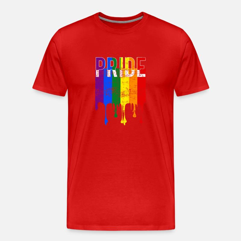 Gay Pride Regenbogenfahne - Männer Premium Bio T-Shirt - Rot