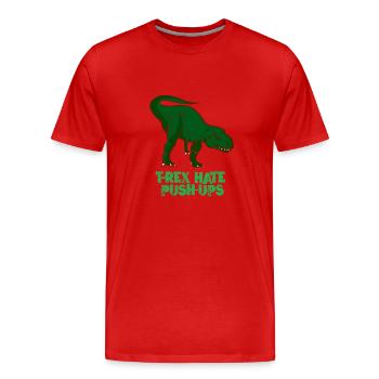 T-Rex - force de pompes de dinosaures - T-shirt bio Premium Homme - rouge - Devant - Damien (186cm)