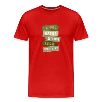 Outdoor Wegweiser Berg Abenteuer Erlebnis Geschenk - Männer Premium Bio T-Shirt - Rot - Vorne - Damien (186cm)