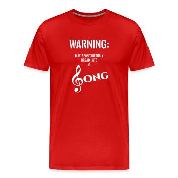 Warning - song - singing - clef - Men's Premium Organic T-Shirt - red - Front - Damien (186cm)