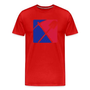 bouton carré duo croix 2 pelle pelle à creuser pio - T-shirt bio Premium Homme - rouge - Devant - Damien (186cm)