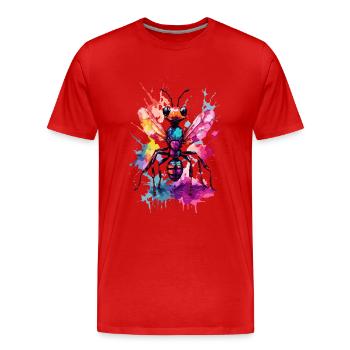 Fourmi fraîche à l’aquarelle. Illustration. Néon - T-shirt bio Premium Homme - rouge - Devant - Damien (186cm)