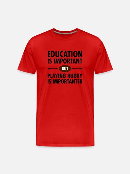Education - Playing Rugby - Männer Premium Bio T-Shirt - Rot