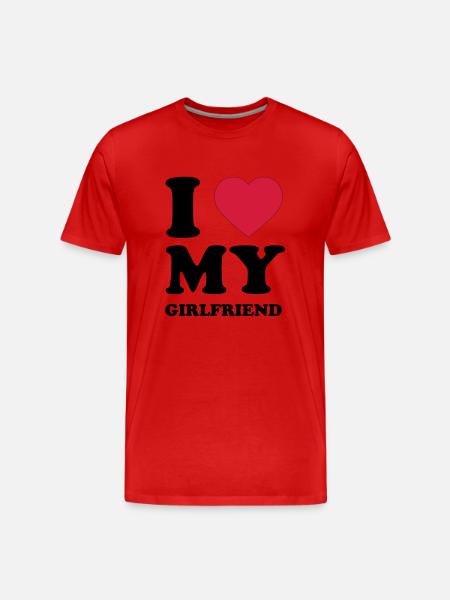 I Love my Girlfriend - Männer Premium Bio T-Shirt - Rot