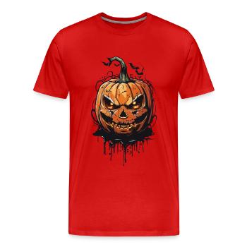 Halloween Schrecken um Mitternacht Grusel Kürbis - Männer Premium Bio T-Shirt - Rot - Vorne - Damien (186cm)