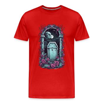 Occult Gothic Cemetery Moonlit Night Pastel Goth - Men's Premium Organic T-Shirt - red - Front - Damien (186cm)
