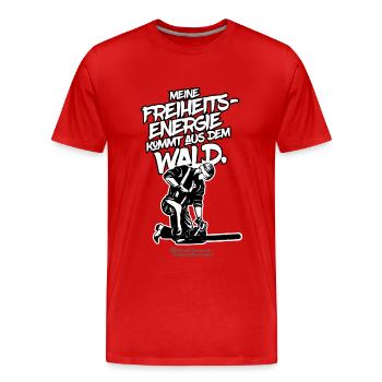Holzfäller Spruch Freiheitsenergie - Männer Premium Bio T-Shirt - Rot - Vorne - Damien (186cm)