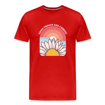 Daisy and Sun Inspirational Phrase Graphic - Men's Premium Organic T-Shirt - red - Front - Damien (186cm)