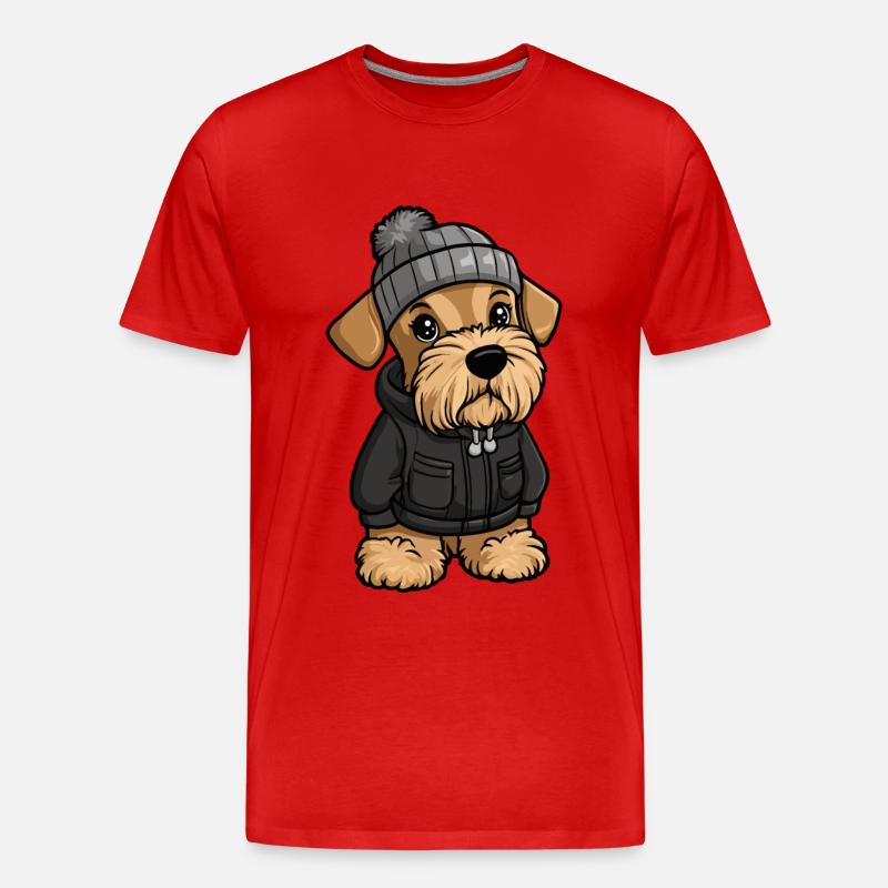 Airedale Terrier Hund Winter - Männer Premium Bio T-Shirt - Rot