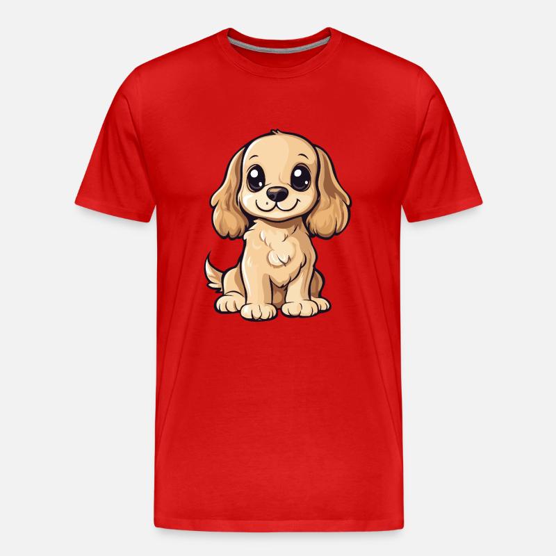Cocker Spaniel Hund Niedlich - Männer Premium Bio T-Shirt - Rot