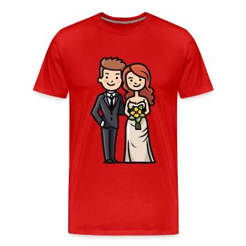 Mariage mariée marié jeunes mariés - T-shirt bio Premium Homme - rouge - Devant - Damien (186cm)