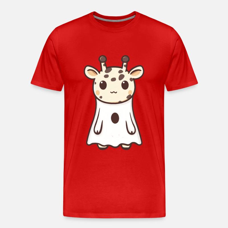 Giraffe Halloween Comic Geist - Männer Premium Bio T-Shirt - Rot