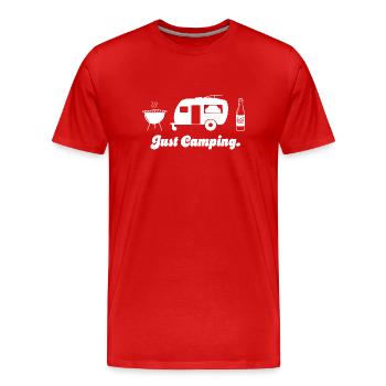 Just Camping Wohnwagen - Männer Premium Bio T-Shirt - Rot - Vorne - Damien (186cm)