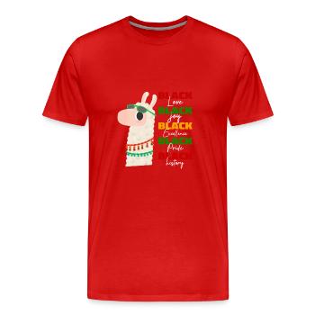 black love joy.. Black History Month, llama lovers - T-shirt bio Premium Homme - rouge - Devant - Damien (186cm)