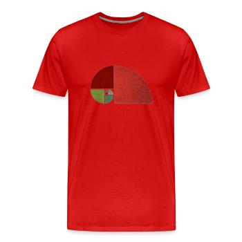 Fibonacci Kurve goldener Schnitt Retro used optik - Männer Premium Bio T-Shirt - Rot - Vorne - Damien (186cm)