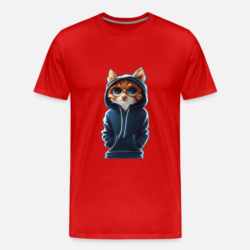 Chat avec Pull 2 - T-shirt bio Premium Homme - rouge