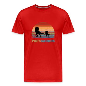Papa Saurus Vatertag Geburtstag Dino Papasaurus - Männer Premium Bio T-Shirt - Rot - Vorne - Damien (186cm)