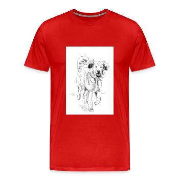 Illustration "Hund" - Männer Premium Bio T-Shirt - Rot - Vorne - Damien (186cm)