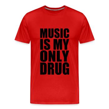 music is my only drug - T-shirt bio Premium Homme - rouge - Devant - Damien (186cm)
