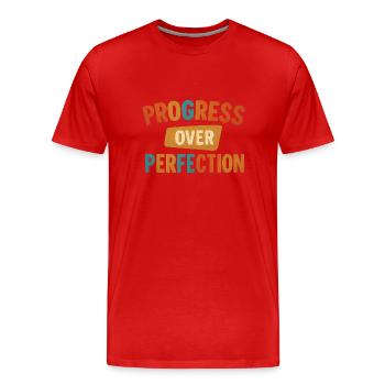 Progress Over Perfection - Men's Premium Organic T-Shirt - red - Front - Damien (186cm)