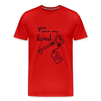 La clé de mon cœur - T-shirt bio Premium Homme - rouge - Devant - Damien (186cm)