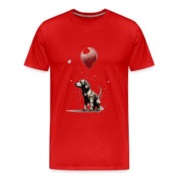 Cute dog with red balloon graffity - Men's Premium Organic T-Shirt - red - Front - Damien (186cm)
