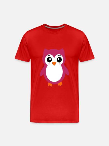 Søt kawaii ugle t-skjorte gave - Premium økologisk T-skjorte for menn - rød