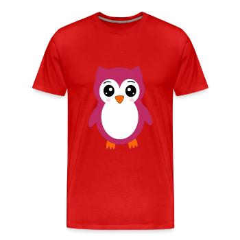 Eule, Rosa Eule - Männer Premium Bio T-Shirt - Rot - Vorne - Damien (186cm)