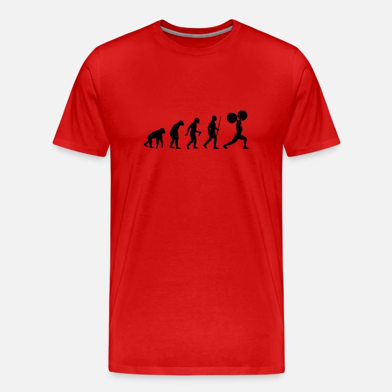 Human Evolution Weightlifting - Männer Premium Bio T-Shirt - Rot