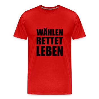 wählen rettet leben - Männer Premium Bio T-Shirt - Rot - Vorne - Damien (186cm)