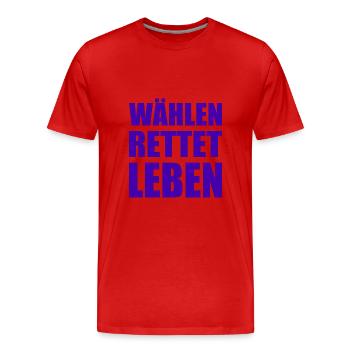 Voter sauve des vies - T-shirt bio Premium Homme - rouge - Devant - Damien (186cm)