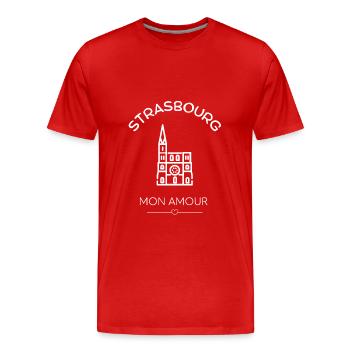 STRASSBURG meine Liebe - Männer Premium Bio T-Shirt - Rot - Vorne - Damien (186cm)