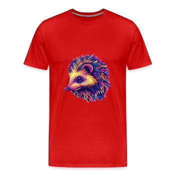 hérisson coloré - T-shirt bio Premium Homme - rouge - Devant - Damien (186cm)