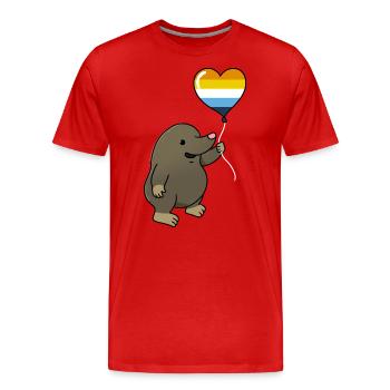 Maulwurf Herzballon Aroace Pride - Männer Premium Bio T-Shirt - Rot - Vorne - Damien (186cm)