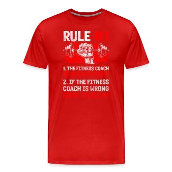 Trainer Gym Pumps Bench Press - Men's Premium Organic T-Shirt - red - Front - Damien (186cm)