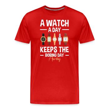 Uhr Schmuck Uhrensammlung - Männer Premium Bio T-Shirt - Rot - Vorne - Damien (186cm)